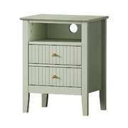 2x Bedside Table Nightstand 2 Drawers Bedroom Cabinet Green
