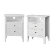 2x Bedside Table Nightstand 2 Drawers Bedroom Cabinet White