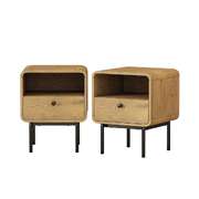 2x Bedside Tables 1 Drawer 1 Shelf Nightstand Bedroom Storage Natural
