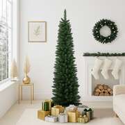 Slim Christmas Tree 1.8M 6FT Green Artificial Xmas Tree for Home Decor
