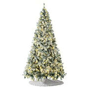 LED Christmas Tree 2.1M 7FT Snow-Sprayed Green with Tree Skirt Xmas Decor