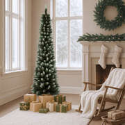 Slim Christmas Tree 1.8M 6FT Green & White Artificial Xmas Tree Decor