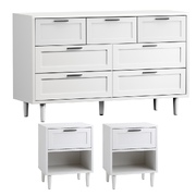7 Chest of Drawers and 2 Bedside Tables Dressers Bedroom Set White