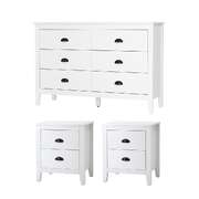 6 Chest of Drawers and 2 Bedside Tables Vintage Bedroom Set White