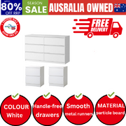 6 Chest of Drawers and 2 Bedside Tables Bedroom Set White