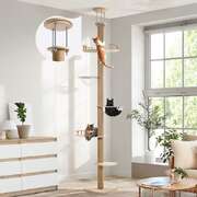 Cat Tree Wood Tower Scratching 300cm Post Floor to Ceiling