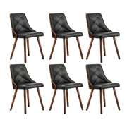 6x Wooden Dining Chairs  Leather Padded Black