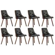 8x Wooden Dining Chairs Black Leather Padded Seat for Kitchen or Dining