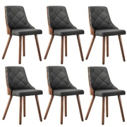 Dining Chairs Wooden Chair Kitchen Cafe Linen fabric Padded Seatx6