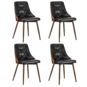 4x Dining Chairs Retro Cafe PU Leather Seat Black Kitchen Restaurant Chairs