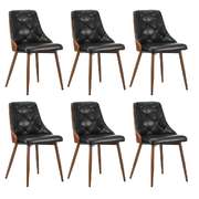 6x Dining Chairs Cafe Seat Retro PU Leather Black Kitchen & Dining Chairs