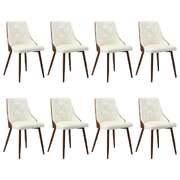 Set of 8 Dining Chairs Kitchen Lounge PU Leather White Modern Seating