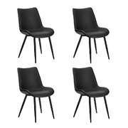 4x Dining Chairs Kitchen Accent Upholstered PU Leather Black