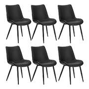 6x Dining Chairs Kitchen Accent Upholstered PU Leather Black