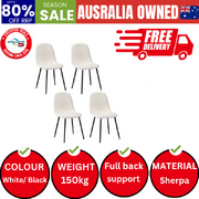 4x Dining Chairs Sherpa White and Black