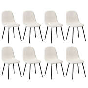 8x Dining Chairs Sherpa White and Black