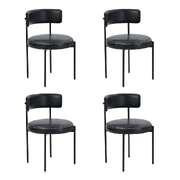 4x Dining Chair Round Leather Brown