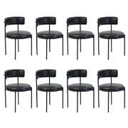 8x Dining Chairs Set Round PU Leather Padded Seat Kitchen Dining Brown