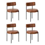 4x Dining Chair Round Leather Black