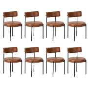8x Dining Chairs Set Round PU Leather Padded Seat Kitchen Dining Black