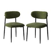2x Dining Chairs Kitchen Chair Café Chair Boucle Black&Green