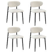 4x Dining Chairs Boucle Fabric Black & White Modern Kitchen Dining Seats