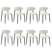 8x Dining Chairs Boucle Fabric Black&White