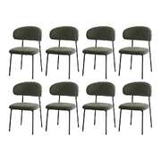 8x Dining Chairs Kitchen Seat Linen Fabric Accent Chair Green