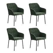 4x Dining Chairs Kitchen Armchairs Chenille Fabric Green