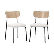 2PCS Dining Kitchen Chair Padded Lounge Seat Sherpa White