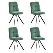 Dining Chair Set of 4 Green Linen Fabric Padded Seat Accent