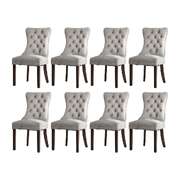 8x Velvet Dining Chair Upholstered French Tufted Light Grey Fabric Seating