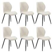 Set of 6 Dining Chairs Padded Seat Armless Boucle White
