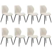 Set of 8 Dining Chairs Padded Seat Armless Boucle White