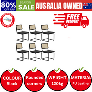 6x Rattan Dining Chair Cesca Replica Cantilever PU Leather