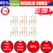 6x Dining Chair Metal Hans Wegner Chairs Wishbone Beige