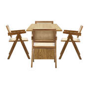 180cm Rectangular Dining Table with 4PCS Dining Chairs Wooden Walnut