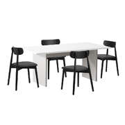 4-Seater Dining Table and Chairs Set Wooden Black Modern Kitchen Furniture