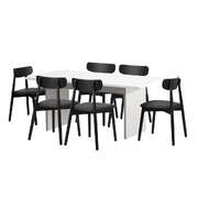 6-Seater Dining Table and Chairs Set Wooden Black for Kitchen or Dining Room