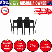 140cm Rectangle Dining Table with 6PCS Dining Chairs Wooden Black