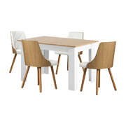Extendable Dining Table & 4pcs Chair with Leather Seat