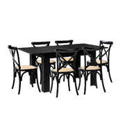 160cm Extendable Dining Table with 6PCS Dining Chairs Geometric Black