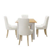 160cm Extendable Dining Table with 4PCS Chairs Velvet Beige