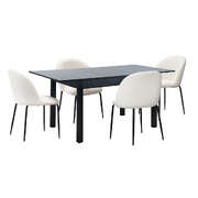 5PC Modern Extendable Dining Table Set with Chairs Black & White