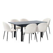 7PC Extendable Dining Table Set with Chairs Modern Black & White