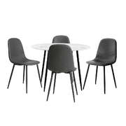 Round Dining Table & 4PCS Dining Chairs PU Grey