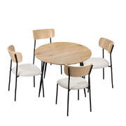 4-Seater Dining Set 1.1m Dining Table with Corduroy Chairs
