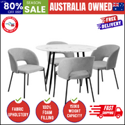 110cm Round Dining Table with 4PCS Chairs Grey Fabric