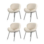 110cm Round Dining Table with 4PCS Chairs White Sherpa
