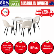 120cm Rectangle Dining Table with 4PCS Chairs Sherpa White